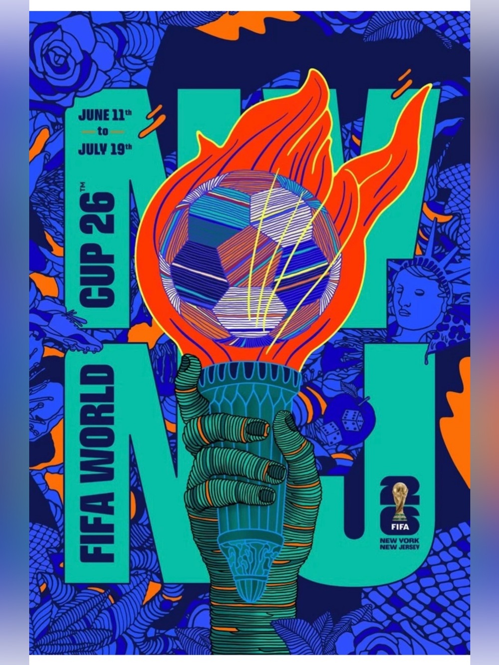 FIFA World Cup 26 Beach Towel - Light Blue, Navy & Orange